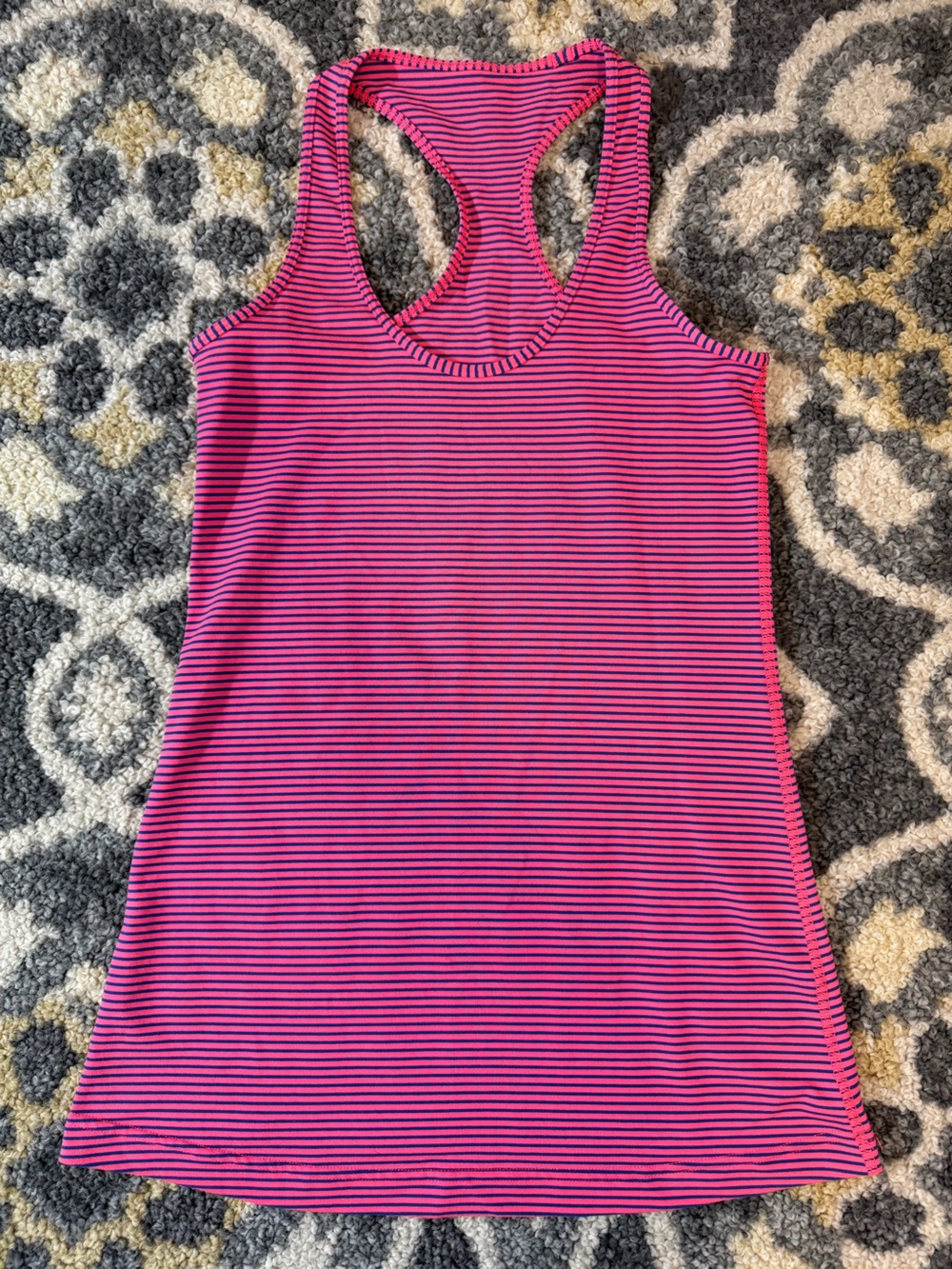 LULULEMON Pink & Blue Striped Racerback Tank Top | Size 6